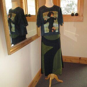 Yak & Yeti Skirt with Whitney Houston Acid Washed Tee Shirt